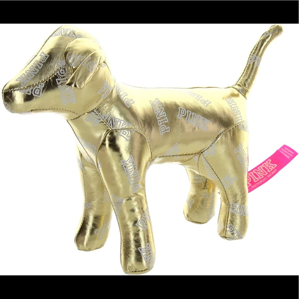 VICTORIA’S SECRET PINK Gold Stuffed Dog. NWT